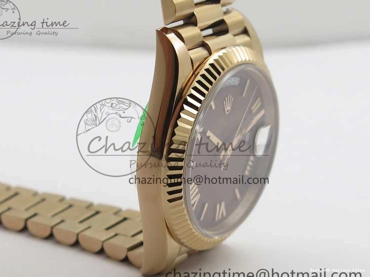 Best AAA Replica Sites A 228239 New 904 Dial on 40mm RG President QuickDry Dial BP Brown 2824 Bracelet Roman Day-Date RG Version 0110